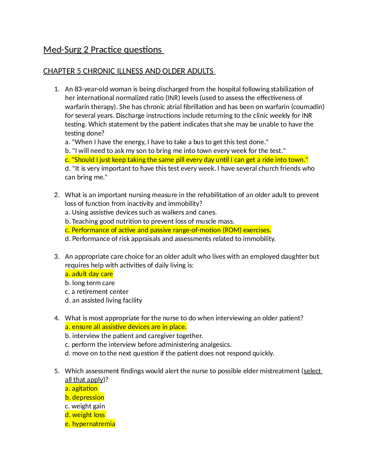 Preview image for MED-SURG 2 PRACTICE QUESTIONS 2022